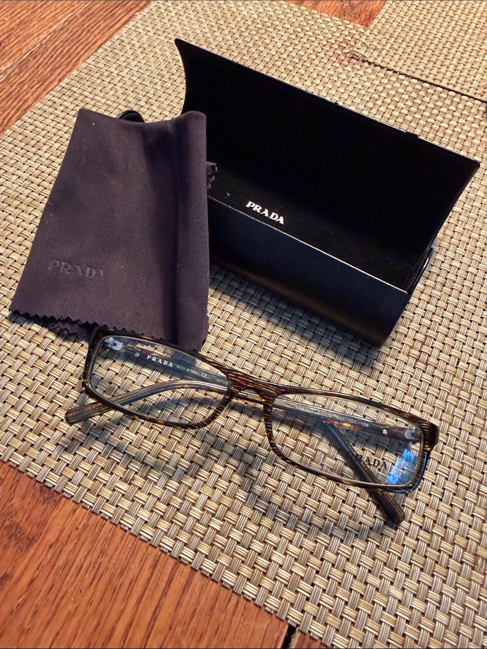 Prada Brown Tortoiseshell Rectangular Women’s Glasses